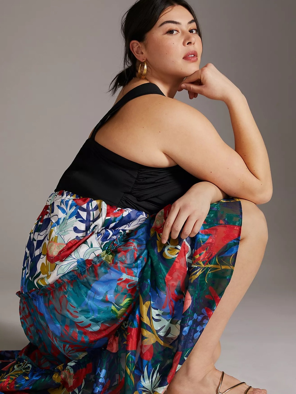 ANTHROPOLOGIE NWT 2X Hutch Floral Printed Tiered Maxi Skirt โข Vibrant Boho